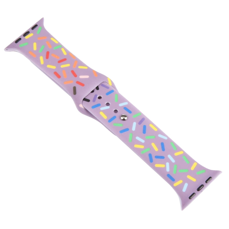 Rainbow Raindrops Silicone Watch Band For Apple Watch SE 44mm(Light Purple) - Watch Bands by PMC TechLife | Online Shopping South Africa | PMC TechLife