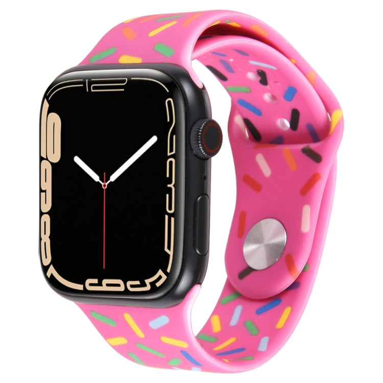 Rainbow Raindrops Silicone Watch Band For Apple Watch SE 44mm(Rose Red) - Watch Bands by PMC TechLife | Online Shopping South Africa | PMC TechLife