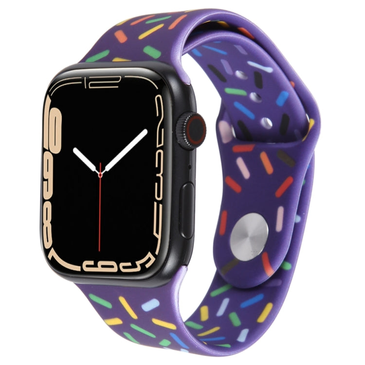 Rainbow Raindrops Silicone Watch Band For Apple Watch 6 44mm(Dark Purple) - Watch Bands by PMC TechLife | Online Shopping South Africa | PMC TechLife