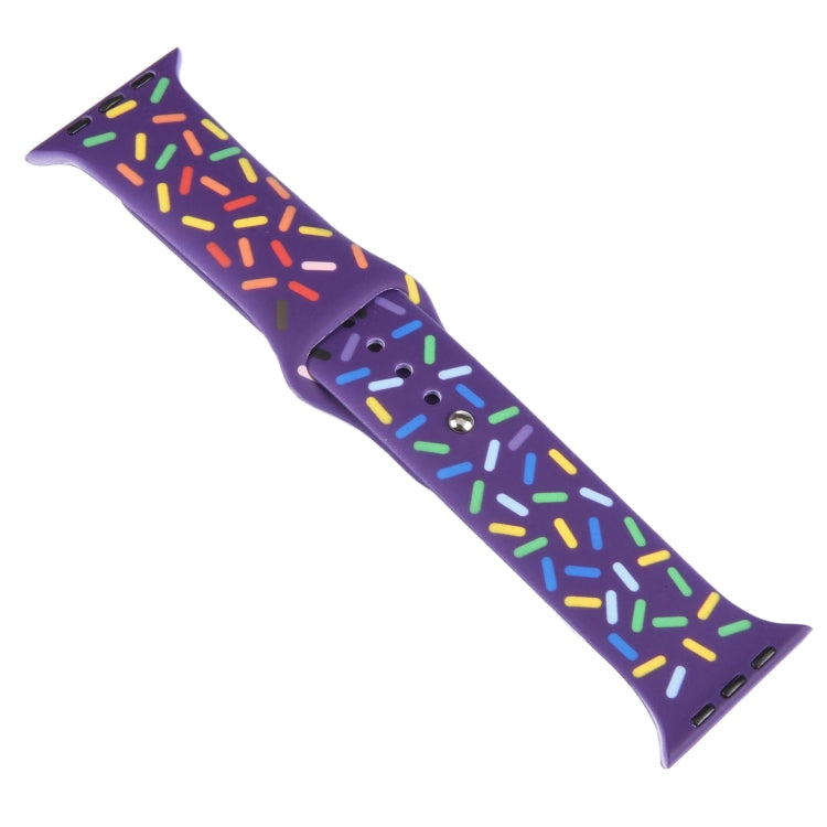 Rainbow Raindrops Silicone Watch Band For Apple Watch 6 44mm(Dark Purple) - Watch Bands by PMC TechLife | Online Shopping South Africa | PMC TechLife