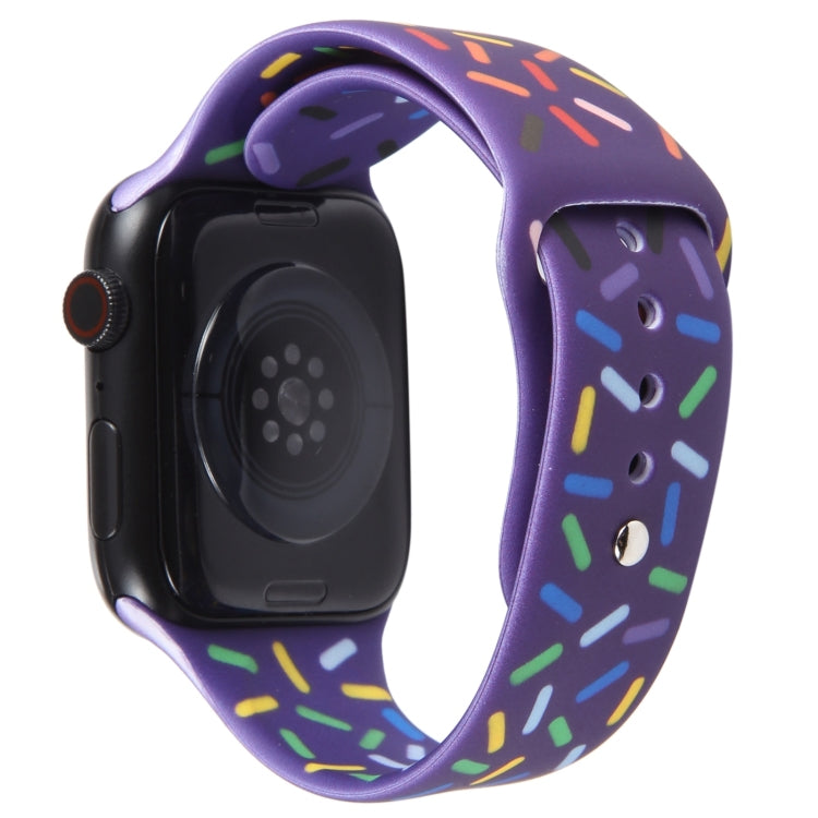 Rainbow Raindrops Silicone Watch Band For Apple Watch 6 44mm(Dark Purple) - Watch Bands by PMC TechLife | Online Shopping South Africa | PMC TechLife