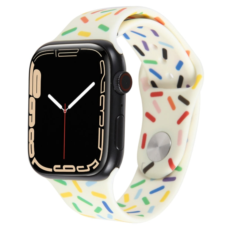 Rainbow Raindrops Silicone Watch Band For Apple Watch 6 44mm(Beige) - Watch Bands by PMC TechLife | Online Shopping South Africa | PMC TechLife