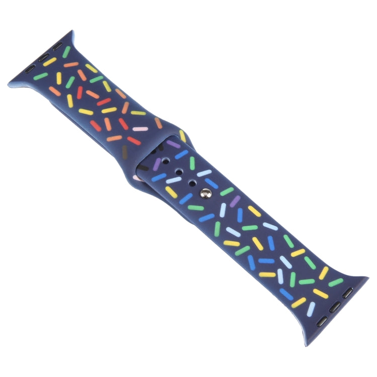 Rainbow Raindrops Silicone Watch Band For Apple Watch 3 38mm(Midnight) - Watch Bands by PMC TechLife | Online Shopping South Africa | PMC TechLife