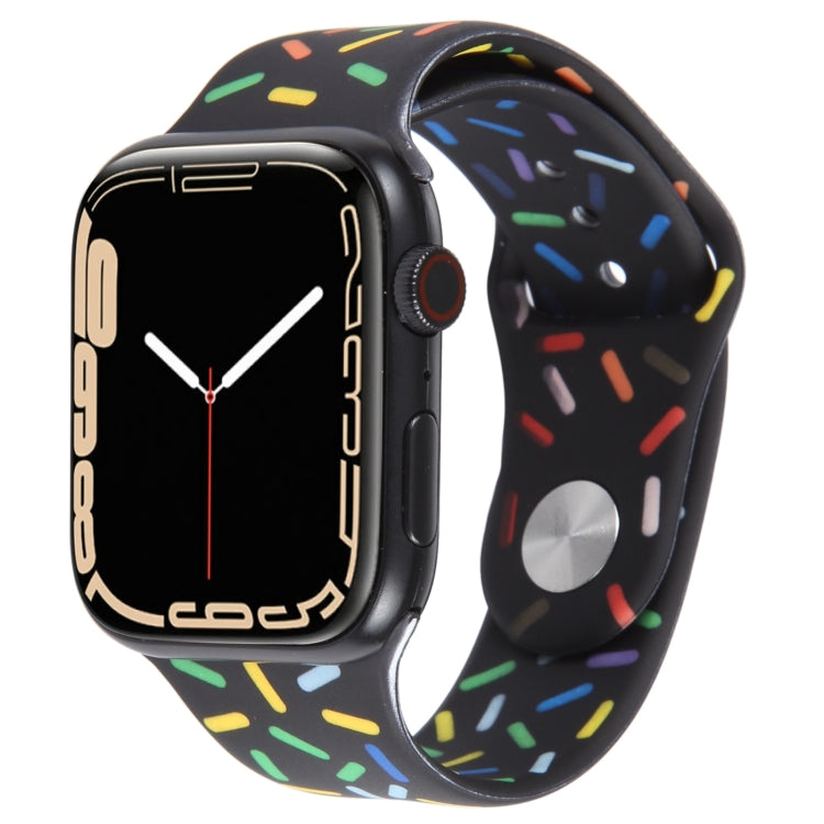 Rainbow Raindrops Silicone Watch Band For Apple Watch 3 42mm(Black) - Watch Bands by PMC TechLife | Online Shopping South Africa | PMC TechLife