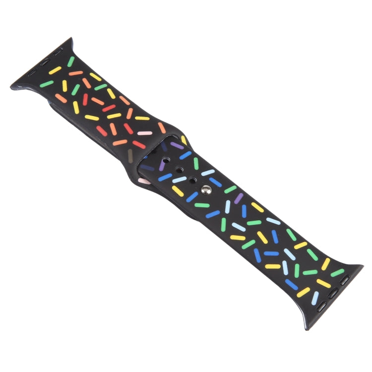 Rainbow Raindrops Silicone Watch Band For Apple Watch 2 38mm(Black) - Watch Bands by PMC TechLife | Online Shopping South Africa | PMC TechLife