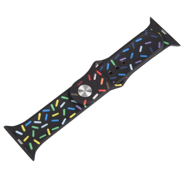 Rainbow Raindrops Silicone Watch Band For Apple Watch 38mm(Black) - Watch Bands by PMC TechLife | Online Shopping South Africa | PMC TechLife