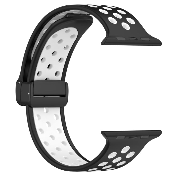 For Apple Watch 8 45mm  Magnetic Buckle Silicone Watch Band(Black White) - Watch Bands by PMC TechLife | Online Shopping South Africa | PMC TechLife