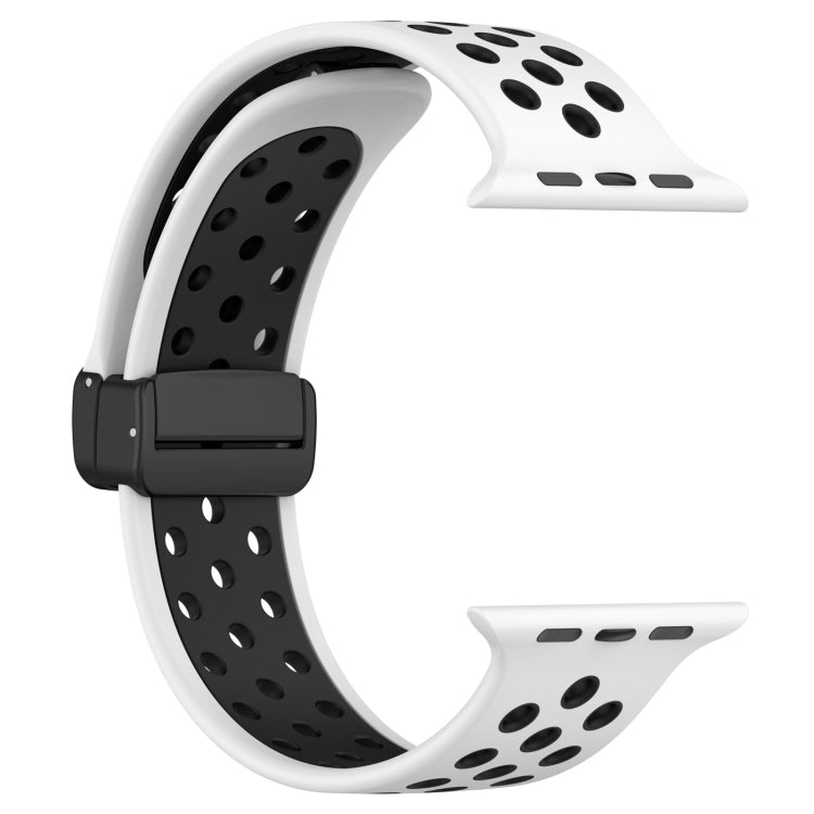 For Apple Watch 7 41mm Magnetic Buckle Silicone Watch Band(White Black) - Watch Bands by PMC TechLife | Online Shopping South Africa | PMC TechLife