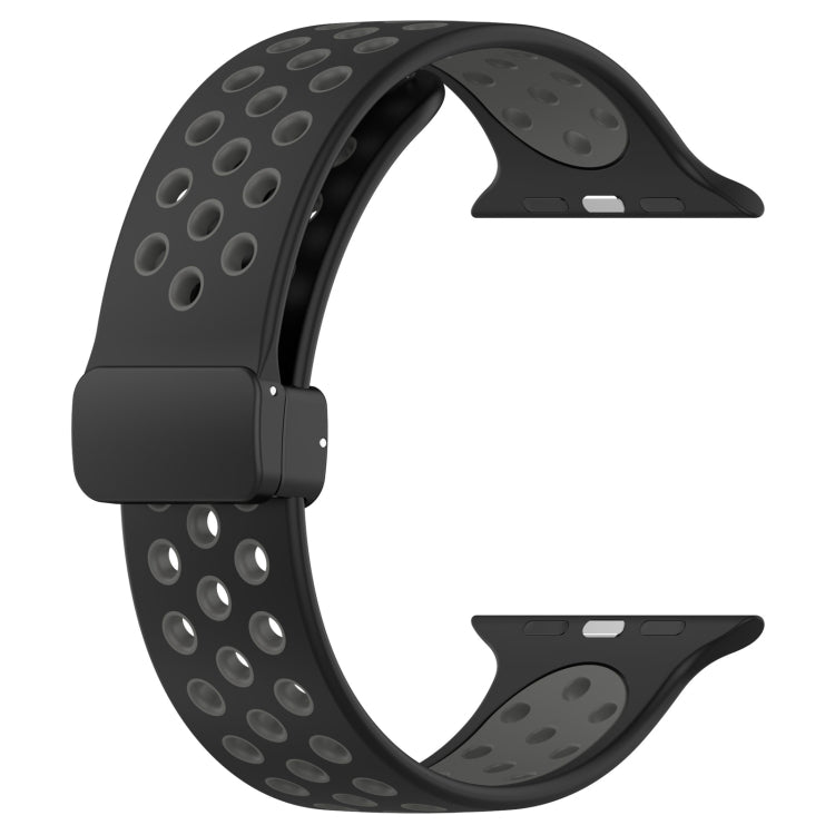 For Apple Watch SE 40mm Magnetic Buckle Silicone Watch Band(Black Grey) - Watch Bands by PMC TechLife | Online Shopping South Africa | PMC TechLife