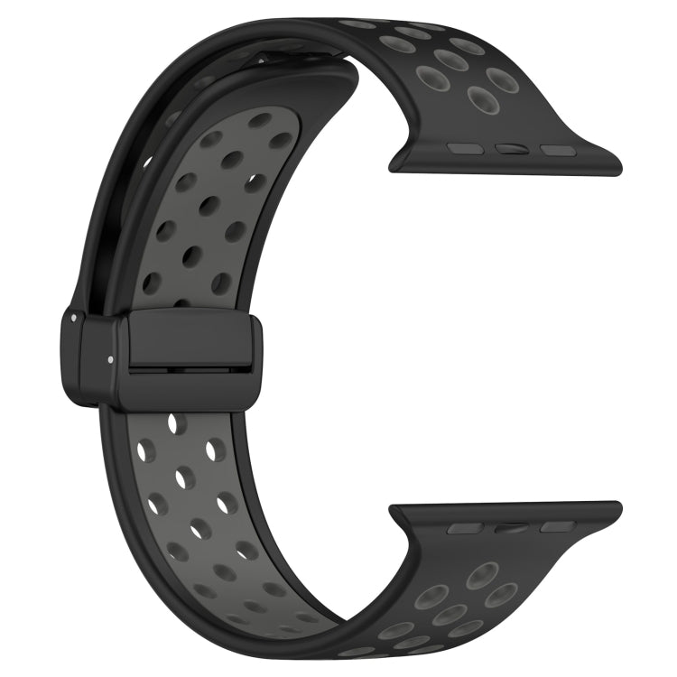 For Apple Watch SE 40mm Magnetic Buckle Silicone Watch Band(Black Grey) - Watch Bands by PMC TechLife | Online Shopping South Africa | PMC TechLife