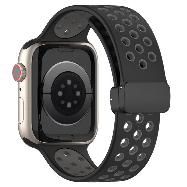 For Apple Watch SE 40mm Magnetic Buckle Silicone Watch Band(Black Grey) - Watch Bands by PMC TechLife | Online Shopping South Africa | PMC TechLife