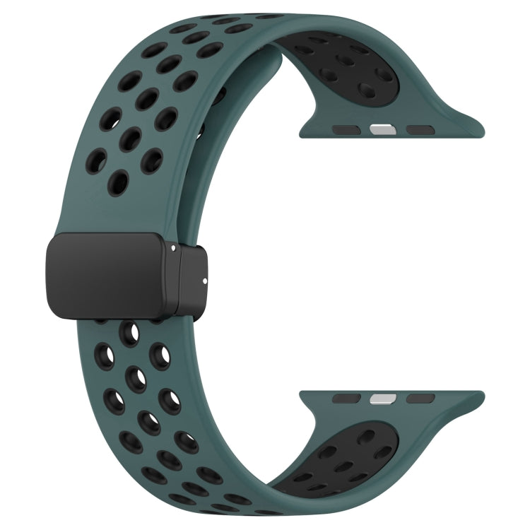 For Apple Watch 5 44mm Magnetic Buckle Silicone Watch Band(Olive Black) - Watch Bands by PMC TechLife | Online Shopping South Africa | PMC TechLife
