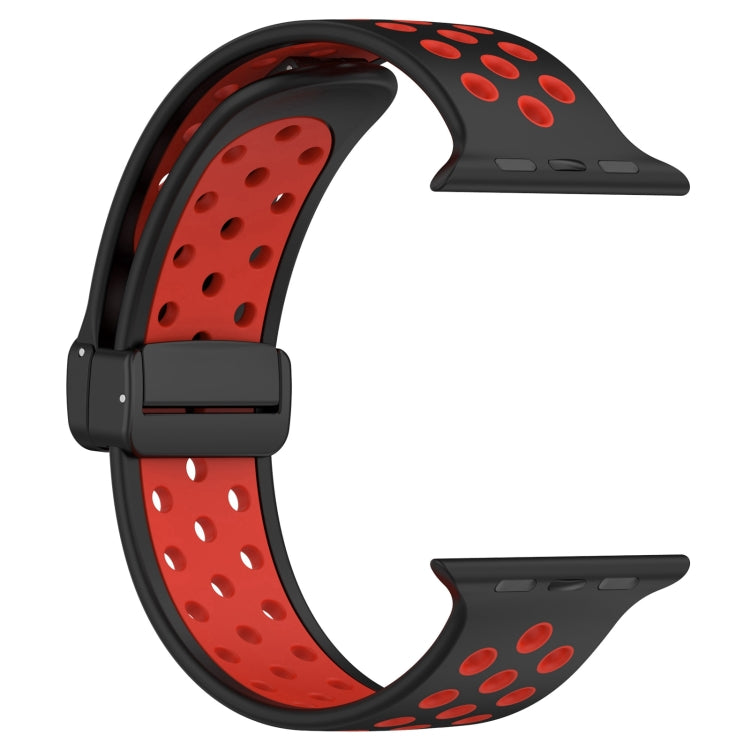 For Apple Watch 5 44mm Magnetic Buckle Silicone Watch Band(Black Red) - Watch Bands by PMC TechLife | Online Shopping South Africa | PMC TechLife