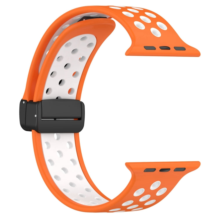 For Apple Watch 5 40mm Magnetic Buckle Silicone Watch Band(Orange White) - Watch Bands by PMC TechLife | Online Shopping South Africa | PMC TechLife