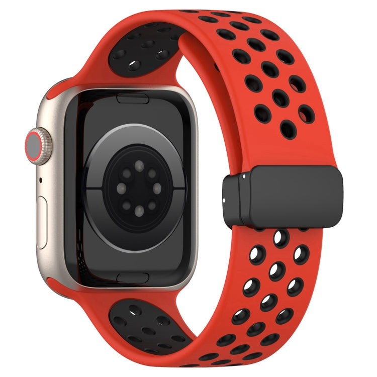 For Apple Watch 5 40mm Magnetic Buckle Silicone Watch Band(Red Black) - Watch Bands by PMC TechLife | Online Shopping South Africa | PMC TechLife