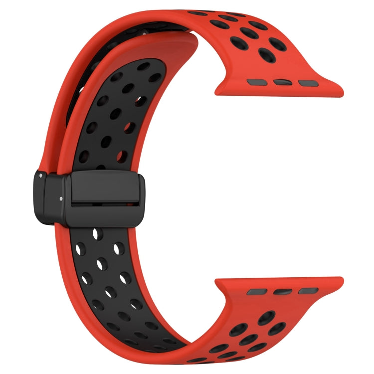 For Apple Watch 4 44mm Magnetic Buckle Silicone Watch Band(Red Black) - Watch Bands by PMC TechLife | Online Shopping South Africa | PMC TechLife