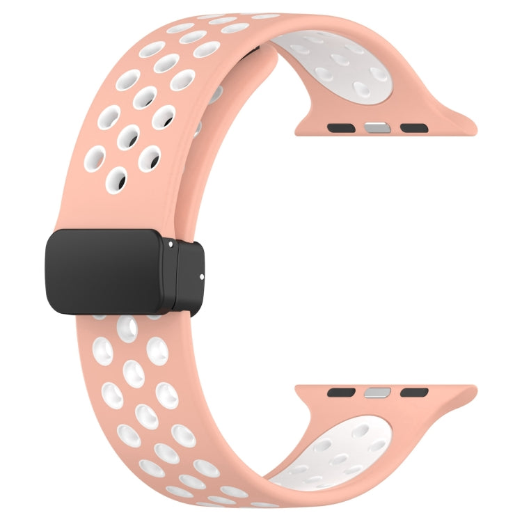 For Apple Watch 4 40mm Magnetic Buckle Silicone Watch Band(Pink White) - Watch Bands by PMC TechLife | Online Shopping South Africa | PMC TechLife