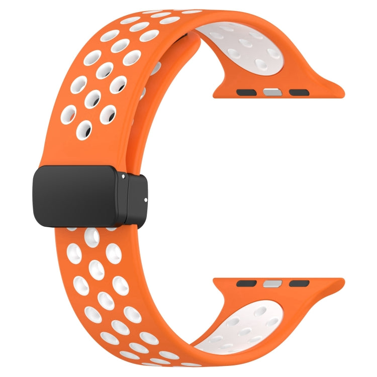 For Apple Watch 3 38mm Magnetic Buckle Silicone Watch Band(Orange White) - Watch Bands by PMC TechLife | Online Shopping South Africa | PMC TechLife