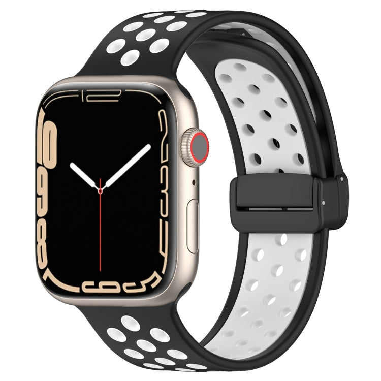 For Apple Watch 3 38mm Magnetic Buckle Silicone Watch Band(Black White) - Watch Bands by PMC TechLife | Online Shopping South Africa | PMC TechLife