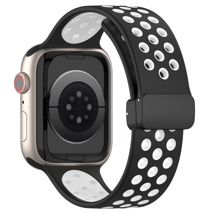 For Apple Watch 3 38mm Magnetic Buckle Silicone Watch Band(Black White) - Watch Bands by PMC TechLife | Online Shopping South Africa | PMC TechLife