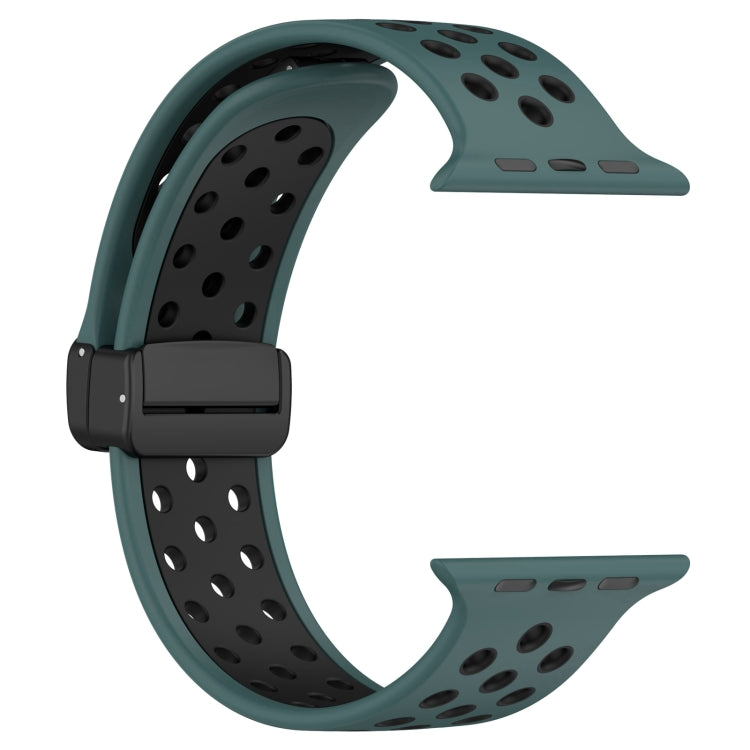 For Apple Watch 3 42mm Magnetic Buckle Silicone Watch Band(Olive Black) - Watch Bands by PMC TechLife | Online Shopping South Africa | PMC TechLife