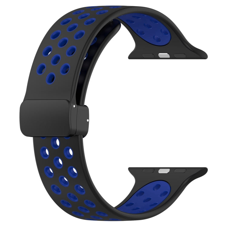 For Apple Watch 2 42mm Magnetic Buckle Silicone Watch Band(Black Blue) - Watch Bands by PMC TechLife | Online Shopping South Africa | PMC TechLife