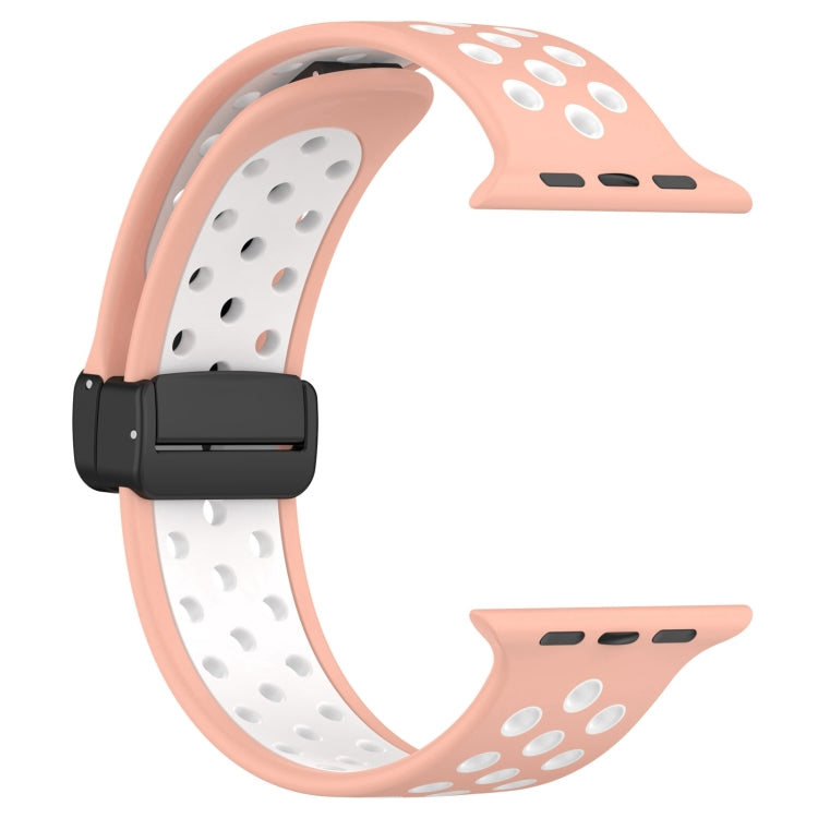 For Apple Watch 2 38mm Magnetic Buckle Silicone Watch Band(Pink White) - Watch Bands by PMC TechLife | Online Shopping South Africa | PMC TechLife