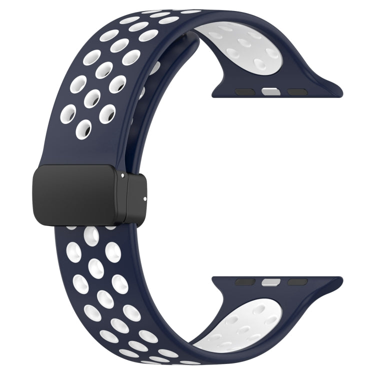 For Apple Watch 38mm Magnetic Buckle Silicone Watch Band(Navy White) - Watch Bands by PMC TechLife | Online Shopping South Africa | PMC TechLife