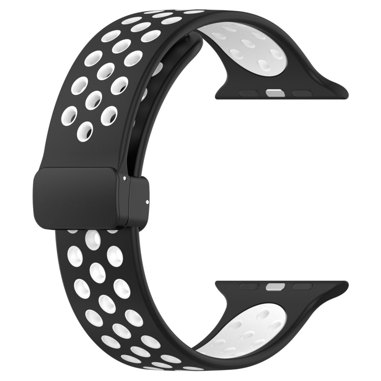 For Apple Watch 38mm Magnetic Buckle Silicone Watch Band(Black White) - Watch Bands by PMC TechLife | Online Shopping South Africa | PMC TechLife