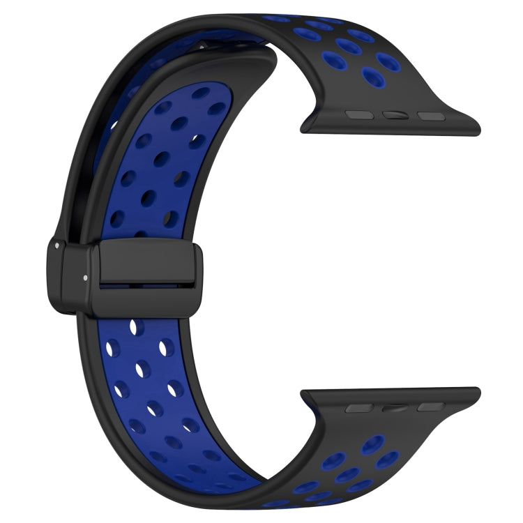 For Apple Watch 38mm Magnetic Buckle Silicone Watch Band(Black Blue) - Watch Bands by PMC TechLife | Online Shopping South Africa | PMC TechLife