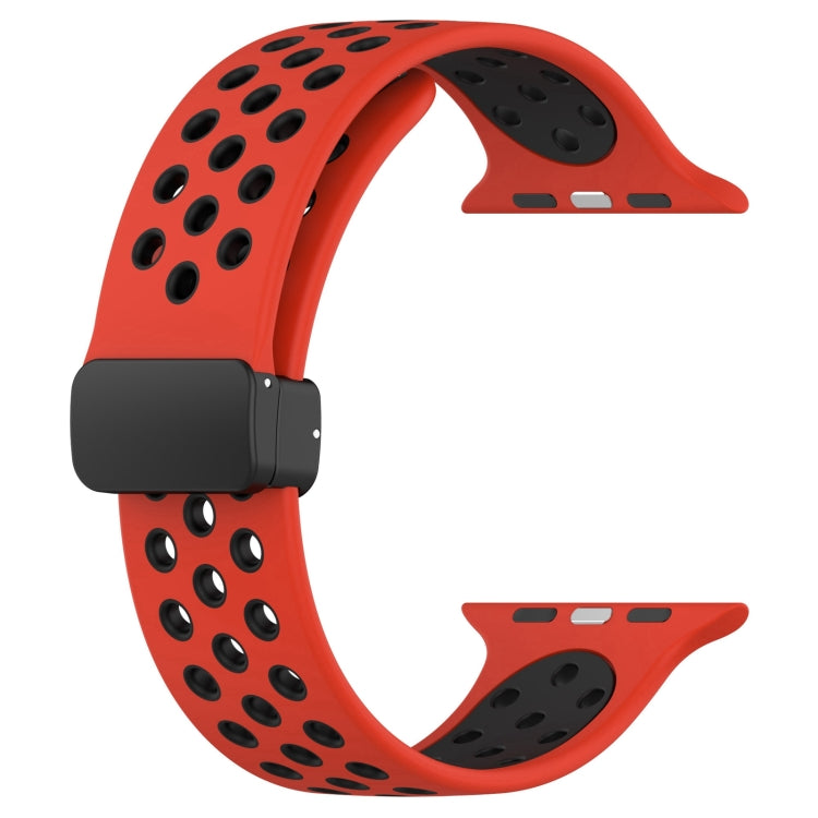 For Apple Watch 38mm Magnetic Buckle Silicone Watch Band(Red Black) - Watch Bands by PMC TechLife | Online Shopping South Africa | PMC TechLife
