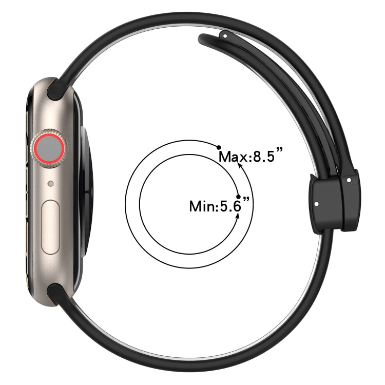 For Apple Watch 3 38mm Magnetic Buckle Silicone Watch Band(Navy White) - Watch Bands by PMC TechLife | Online Shopping South Africa | PMC TechLife