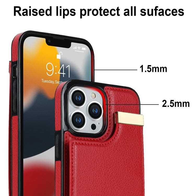 For iPhone 14 Pro Max Metal Buckle Card Slots Phone Case(Red) - iPhone 14 Pro Max Cases by PMC Jewellery | Online Shopping South Africa | PMC Jewellery