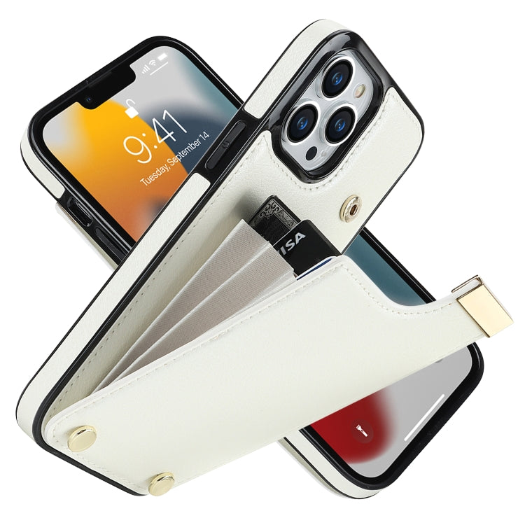 For iPhone 13 Pro Max Metal Buckle Card Slots Phone Case(White) - free shipping - PMC TechLife - Order now!