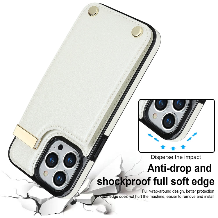 For iPhone 13 Pro Metal Buckle Card Slots Phone Case(White) - free shipping - PMC TechLife - Order now!
