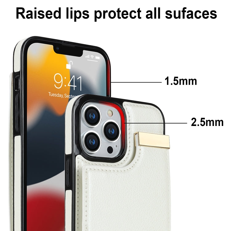 For iPhone 13 Pro Metal Buckle Card Slots Phone Case(White) - free shipping - PMC TechLife - Order now!