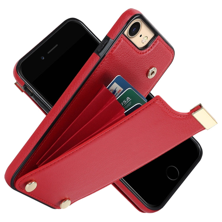 For iPhone SE 2022 / 2020 / 8 / 7 Metal Buckle Card Slots Phone Case(Red) - free shipping - PMC TechLife - Order now!