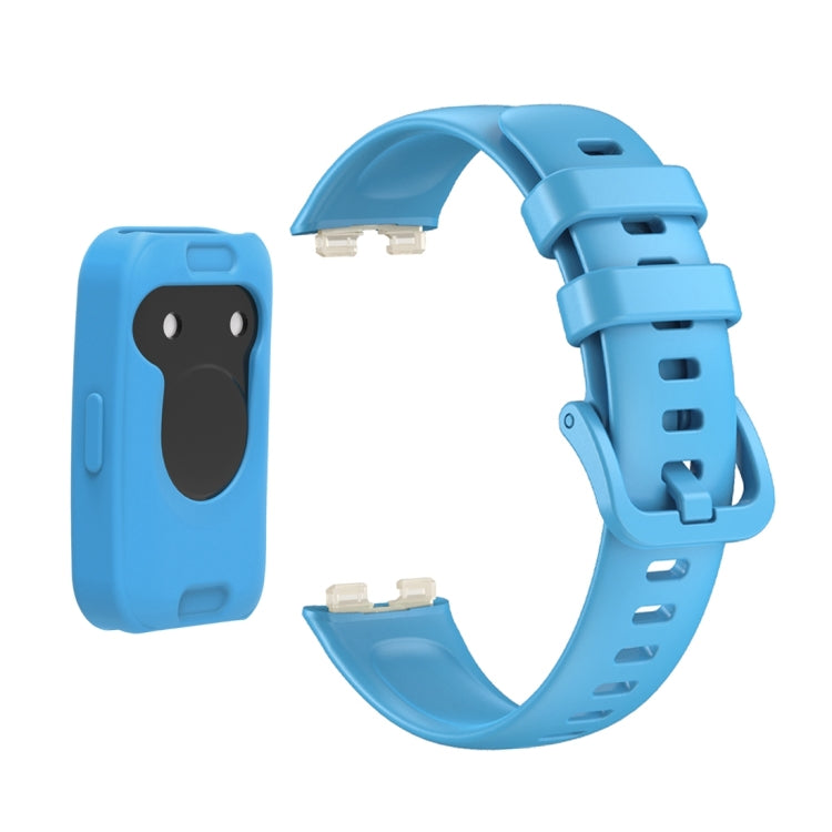 For Huawei Band 8 Silicone Protective Case + Silicone Watch Band Kit(Sky Blue) - Watch Bands by PMC TechLife | Online Shopping South Africa | PMC TechLife
