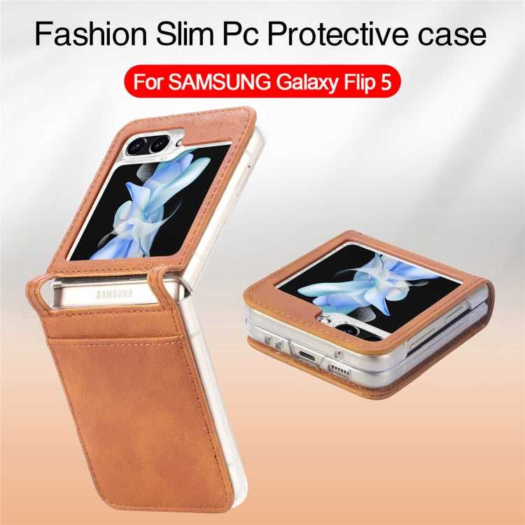 For Samsung Galaxy Z Flip5 Litchi Texture PU Card Fold Back Phone Case(Brown) - free shipping - PMC TechLife - Order now!
