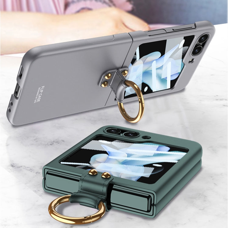 For Samsung Galaxy Z Flip5 GKK Ultra-thin PC Full Coverage Phone Case with Ring Holder / Tempered Film(Pink) - Galaxy Z Flip5 Cases by GKK | Online Shopping South Africa | PMC TechLife | Buy Now Pay Later Mobicred