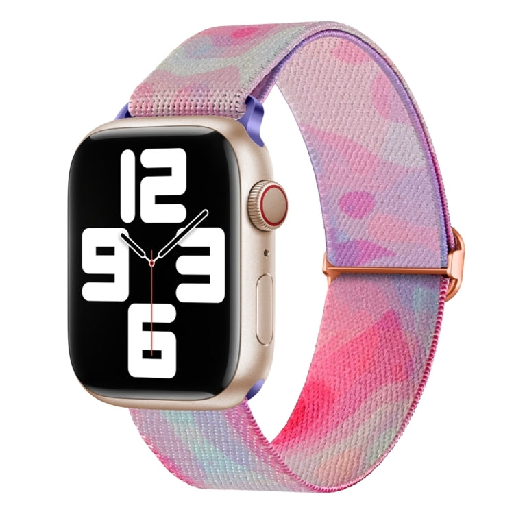 For Apple Watch SE 2023 44mm Painted Pattern Nylon Replacement Watch Band(Ladder Purple Blue) - Watch Bands by PMC TechLife | Online Shopping South Africa | PMC TechLife