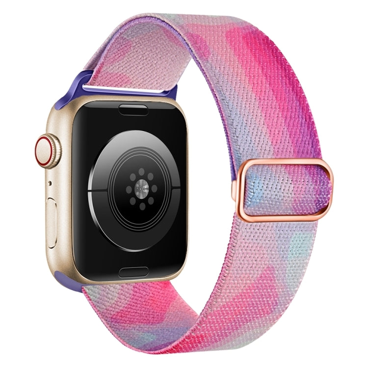 For Apple Watch SE 2023 44mm Painted Pattern Nylon Replacement Watch Band(Ladder Purple Blue) - Watch Bands by PMC TechLife | Online Shopping South Africa | PMC TechLife