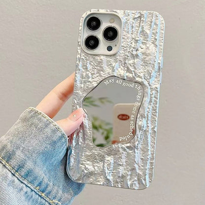 For iPhone 14 Pro Embossed Rock Texture Mirror TPU Phone Case(Space Silver) - iPhone 14 Pro Cases by PMC Jewellery | Online Shopping South Africa | PMC Jewellery