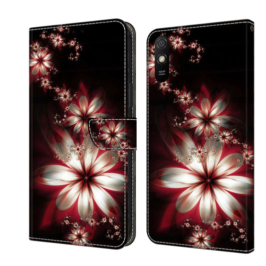 For Xiaomi Redmi 9A Crystal 3D Shockproof Protective Leather Phone Case(Fantastic Flower) - Xiaomi Cases by PMC Jewellery | Online Shopping South Africa | PMC Jewellery