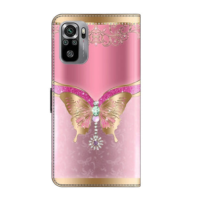 For Xiaomi Redmi Note 10 4G Crystal 3D Shockproof Protective Leather Phone Case(Pink Bottom Butterfly) - Xiaomi Cases by PMC Jewellery | Online Shopping South Africa | PMC Jewellery