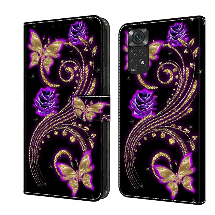 For Xiaomi Redmi Note 11 Global Crystal 3D Shockproof Protective Leather Phone Case(Purple Flower Butterfly) - free shipping - PMC TechLife - Order now!