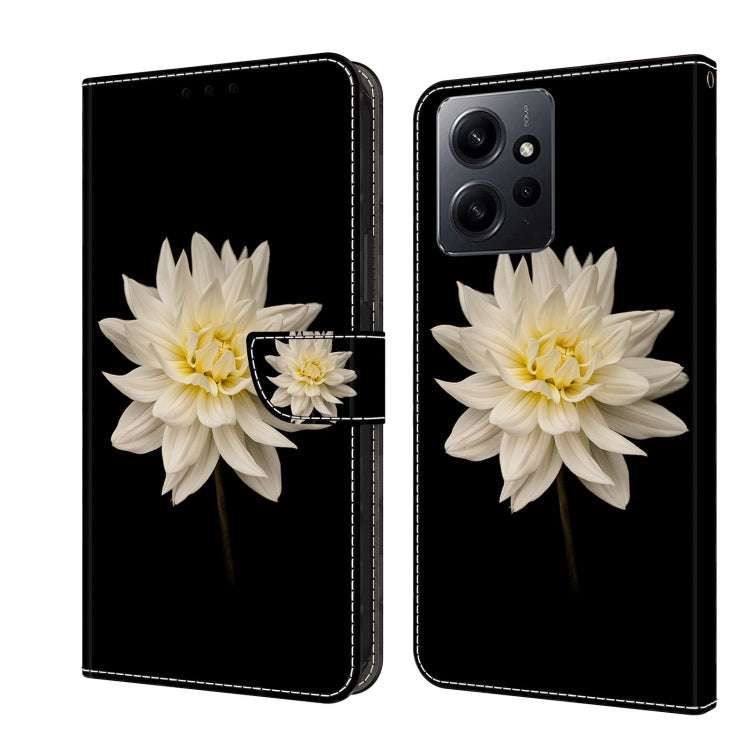 For Xiaomi Redmi Note 12 4G Crystal 3D Shockproof Protective Leather Phone Case(White Flower) - free shipping - PMC TechLife - Order now!