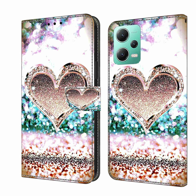 For Xiaomi Redmi Note 12 5G Global / Poco X5 Crystal 3D Shockproof Protective Leather Phone Case(Pink Diamond Heart) - free shipping - PMC TechLife - Order now!