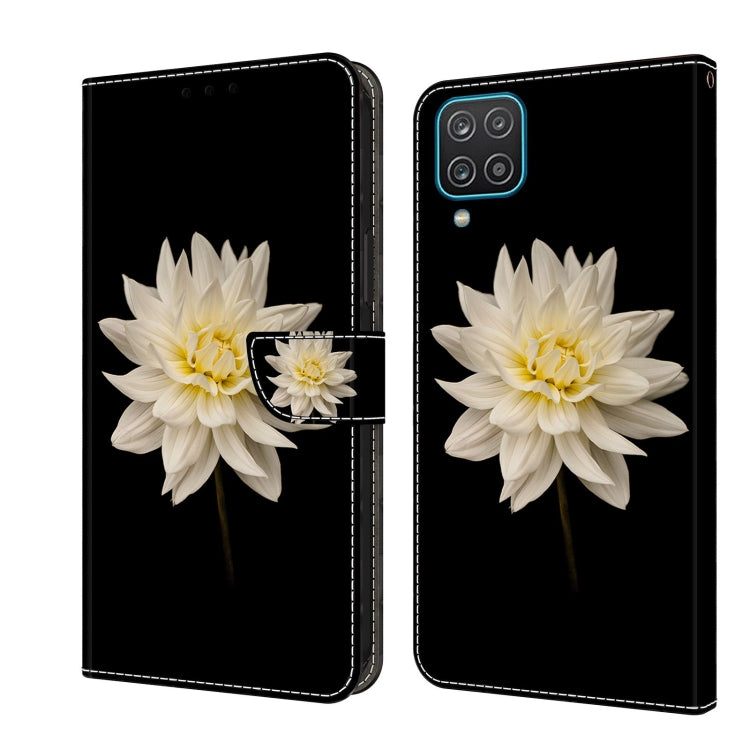 For Samsung Galaxy A12 4G / 5G Crystal 3D Shockproof Protective Leather Phone Case(White Flower) - free shipping - PMC TechLife - Order now!