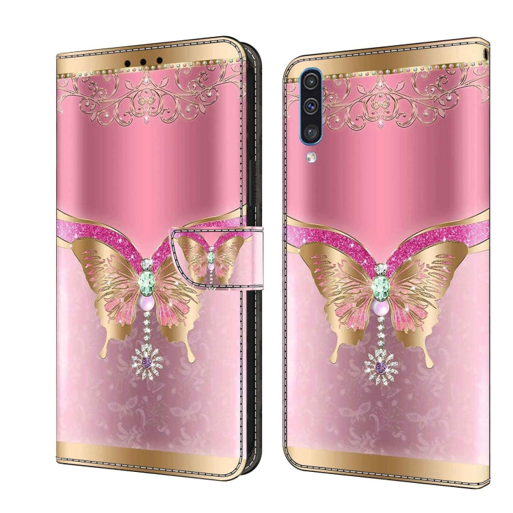For Samsung Galaxy A50 Crystal 3D Shockproof Protective Leather Phone Case(Pink Bottom Butterfly) - free shipping - PMC TechLife - Order now!